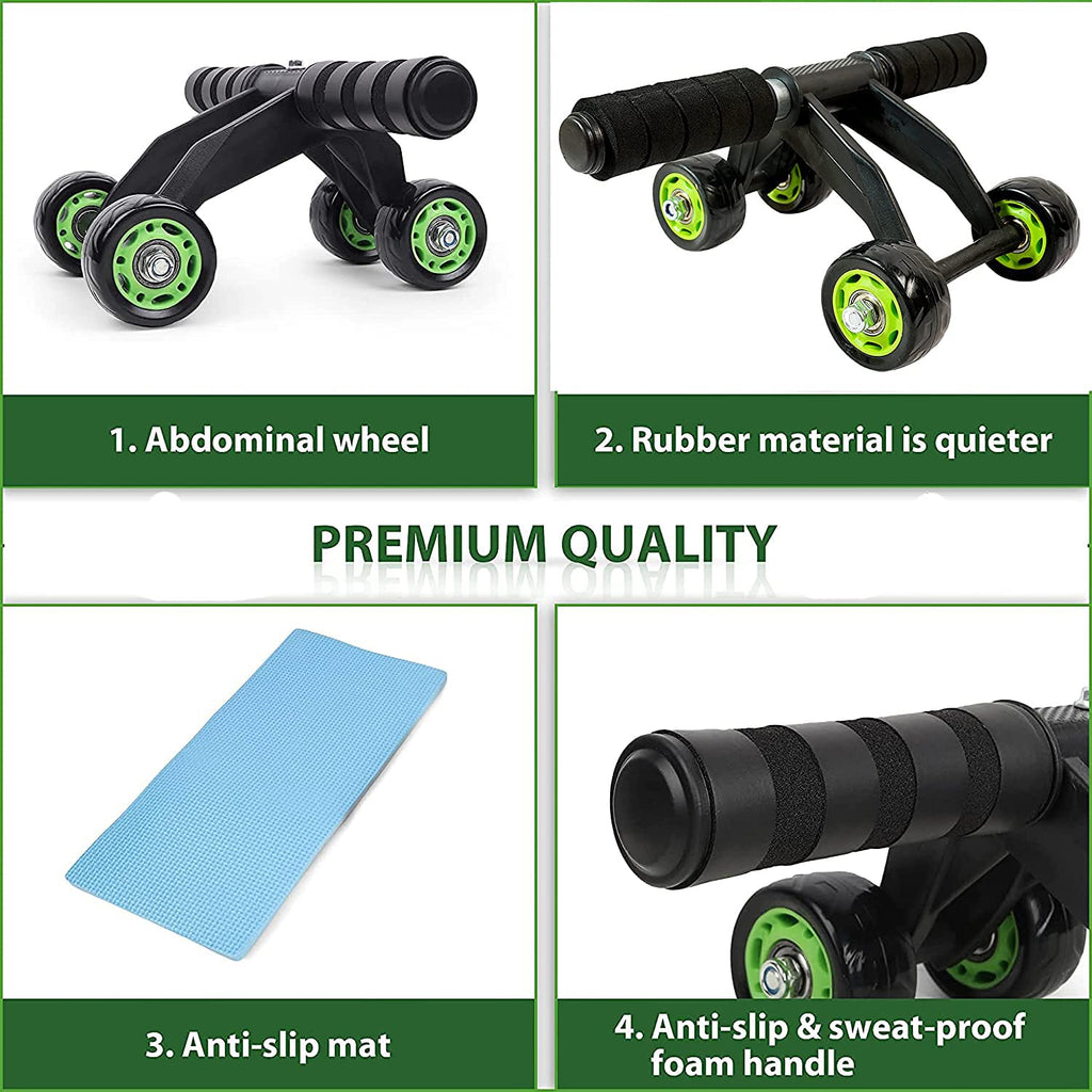 MCP Upgraded 4- Wheel AB Carver Roller With Knee Mat - Abdominal Workout 4 Wheel