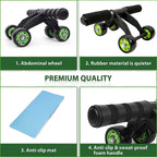 MCP Upgraded 4- Wheel AB Carver Roller With Knee Mat - Abdominal Workout 4 Wheel