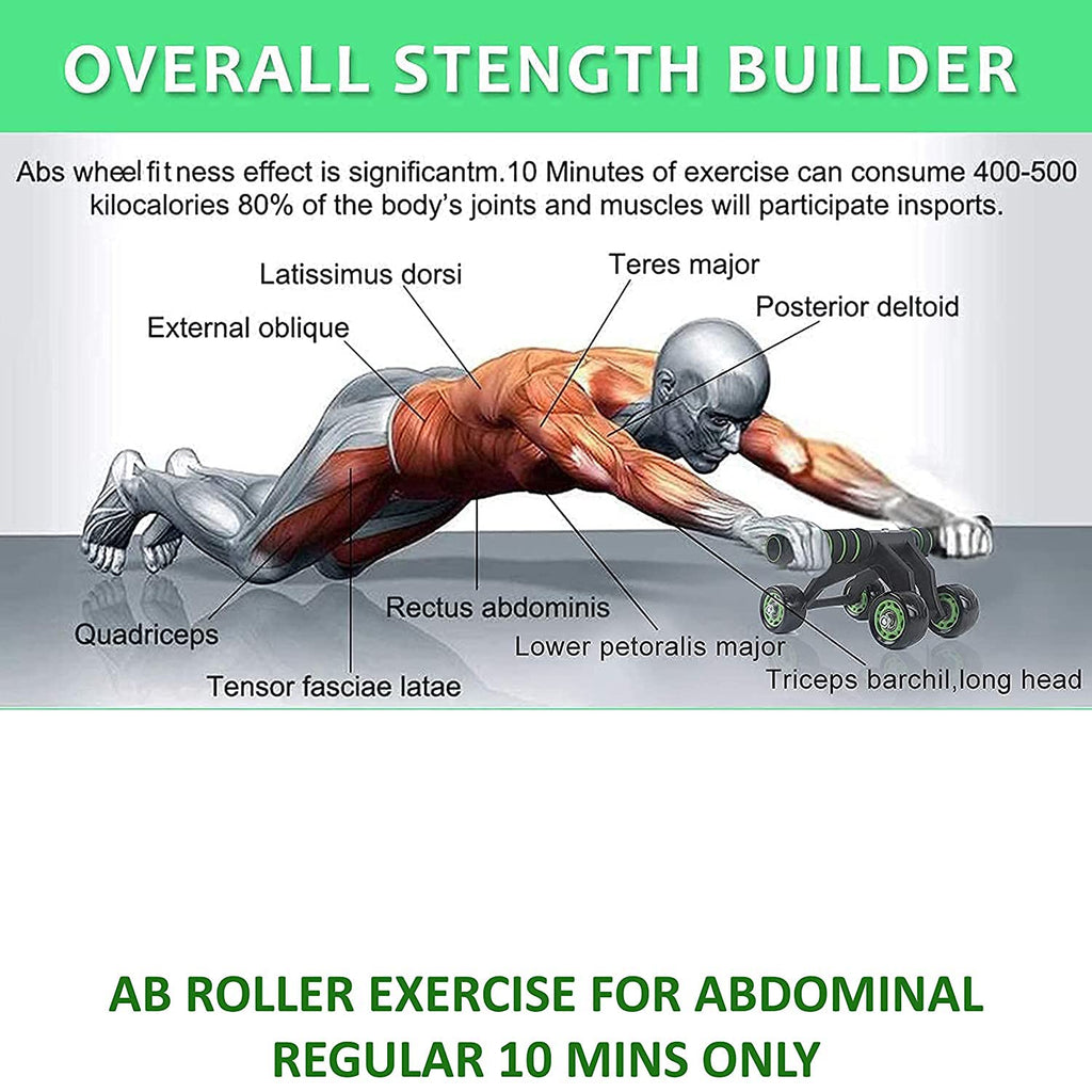 MCP Upgraded 4- Wheel AB Carver Roller With Knee Mat - Abdominal Workout 4 Wheel