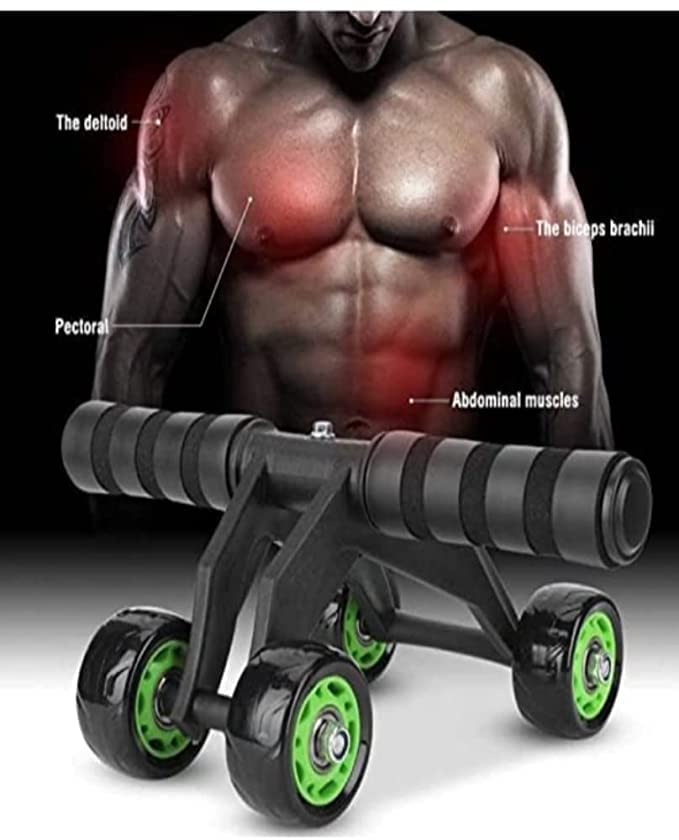 MCP Upgraded 4- Wheel AB Carver Roller With Knee Mat - Abdominal Workout 4 Wheel