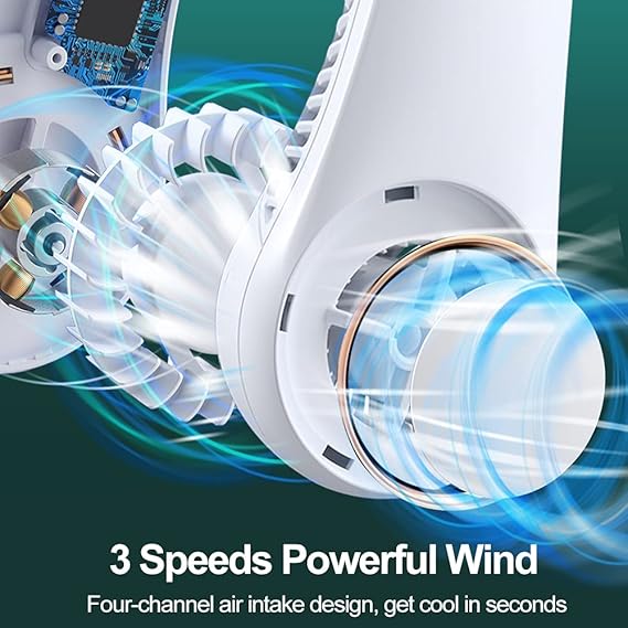 Neck Cooling Fan, Air Conditioner Neck Fan with Cooling Plate