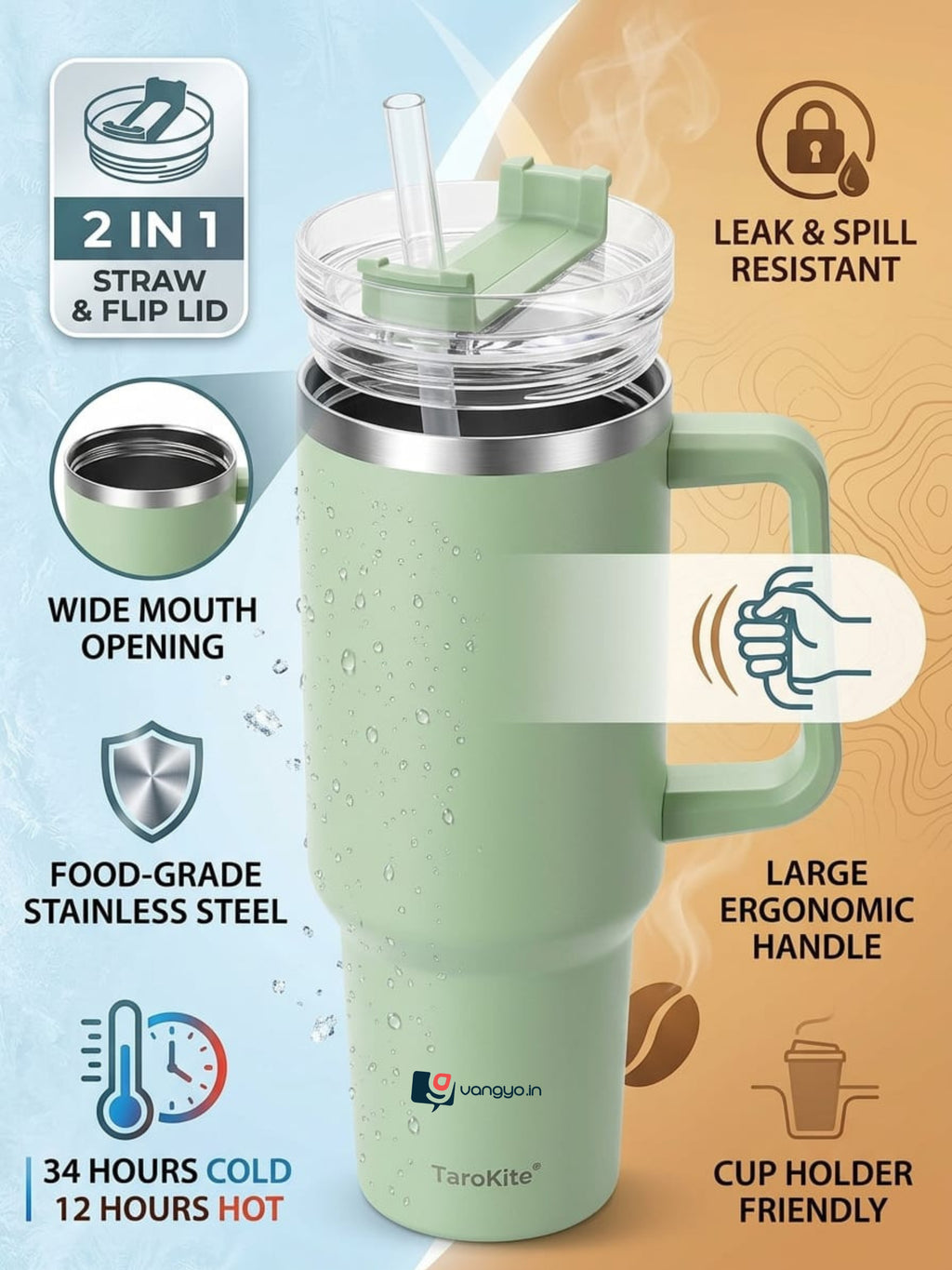 Tumbler With Handle Straw Mug