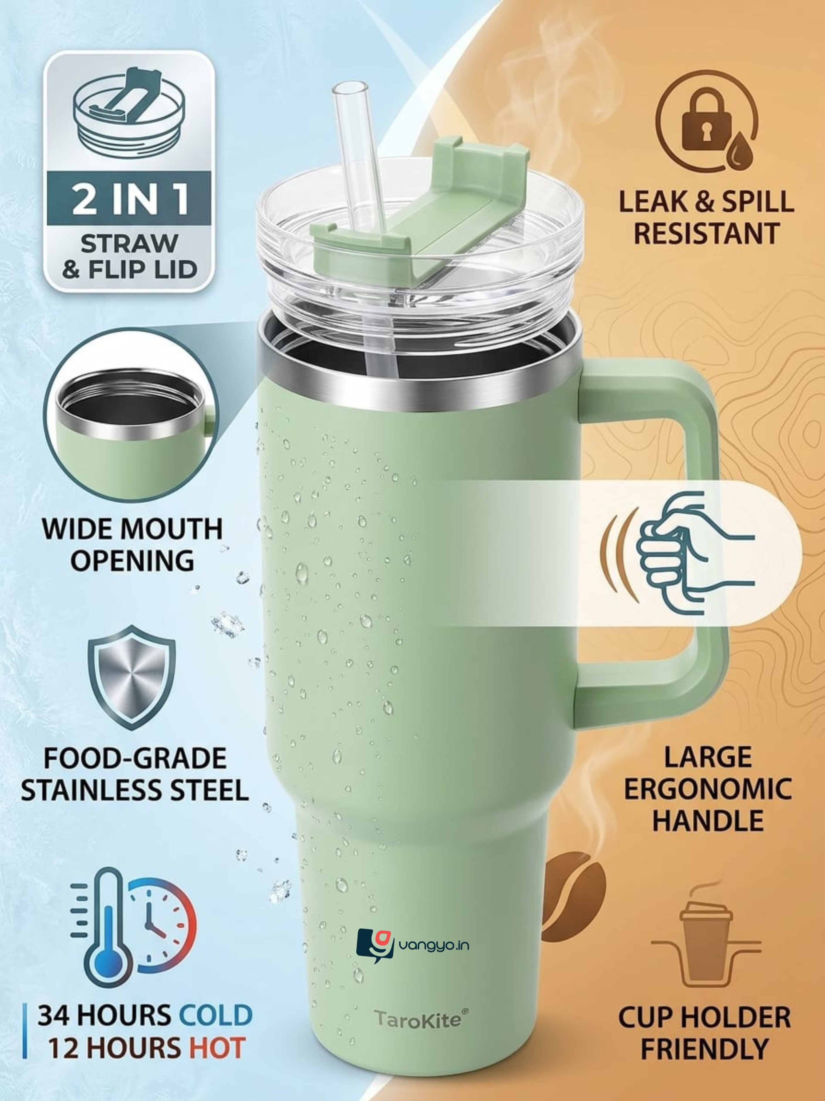 Tumbler With Handle Straw Mug