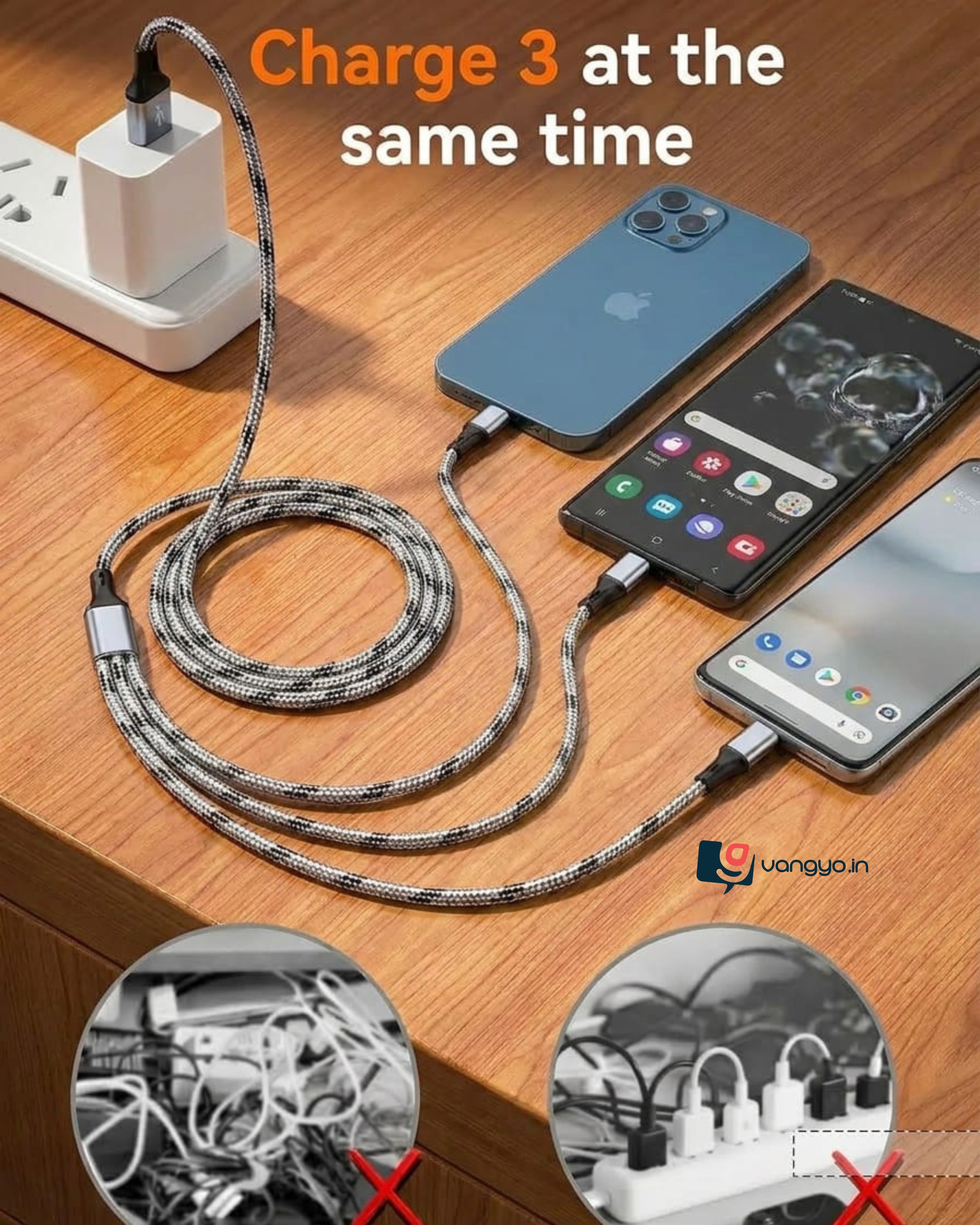 3 in 1 Cloth Data Cable