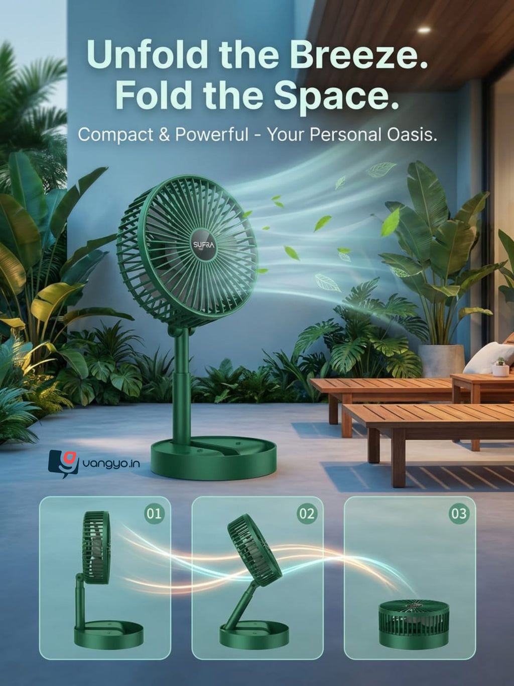 Green Foldable Tabletop Fan
